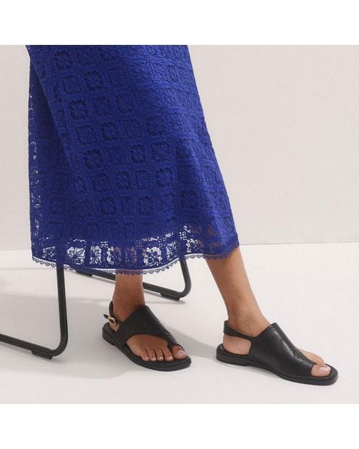 ME+EM Blue Lace Cap Sleeve Midi Dress
