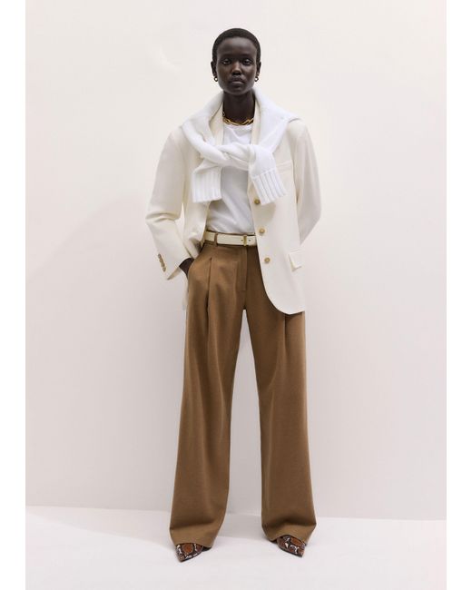 ME+EM Brown Straight Pleat Front Trouser