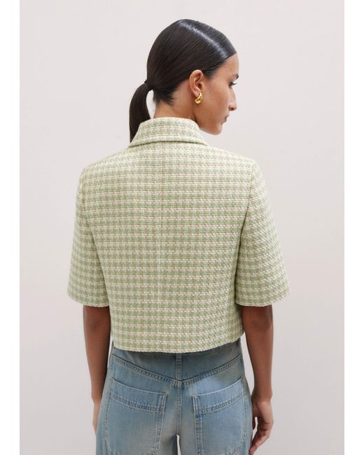 ME+EM Natural Dogtooth Short Sleeve Jacket