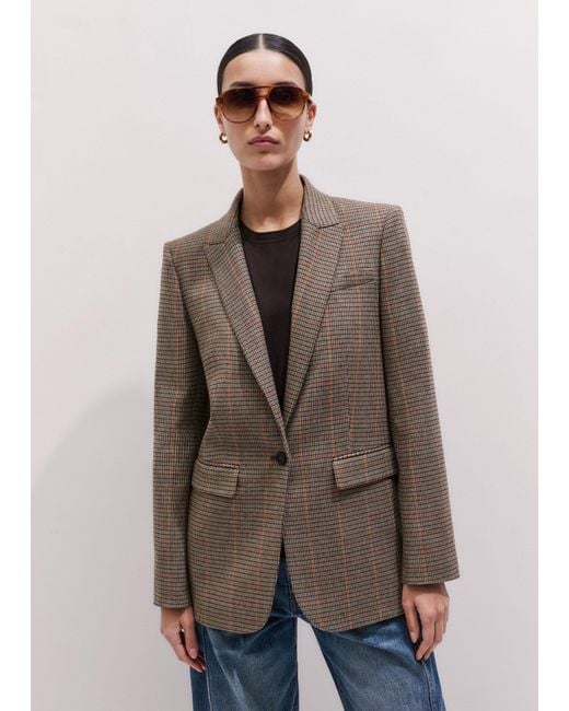 ME+EM Brown Check Sharp Shoulder Blazer