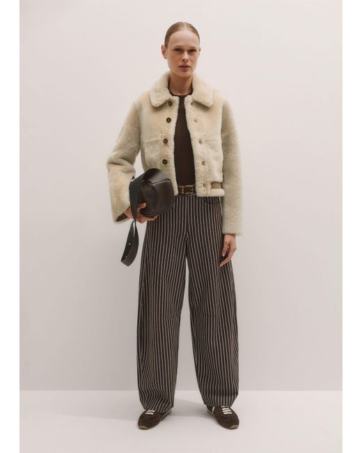 ME+EM Natural Reversible Shearling Bomber Jacket