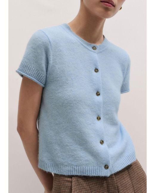 ME+EM Blue Alpaca Button-Through Knit Baby Tee