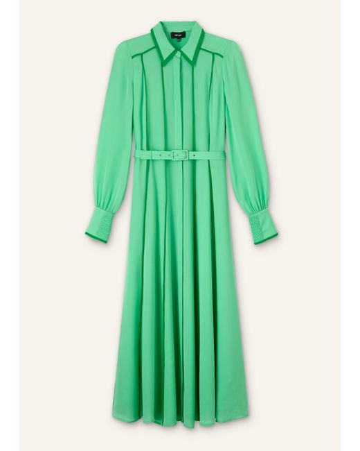 ME+EM Silk Contrast Binding Maxi Shirt Dress + Belt in Green | Lyst ME+EM Silk Contrast Binding Maxi Shirt Dress + Belt in Green | Lyst