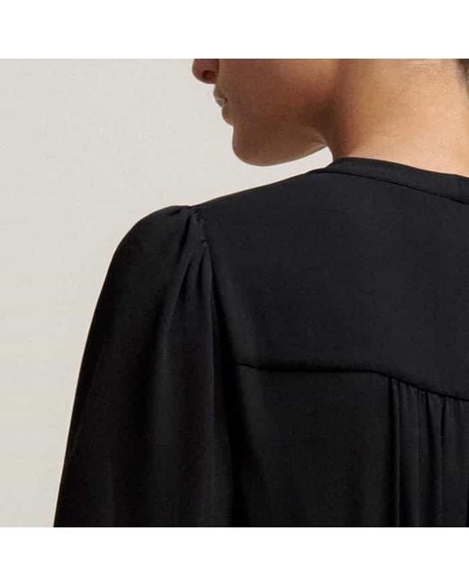 ME+EM Black Silk Statement V-Neck Maxi Dress + Belt