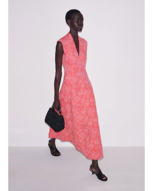 ME+EM Pink Panelled Fit And Flare Maxi Dress Candy Coral-Blush