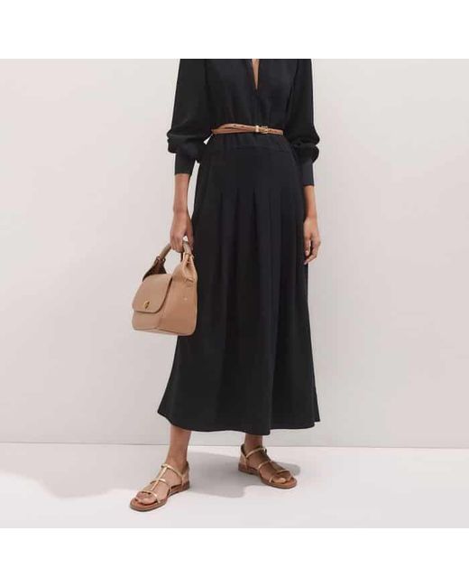 ME+EM Black Modern Twill Pleated Maxi Dress