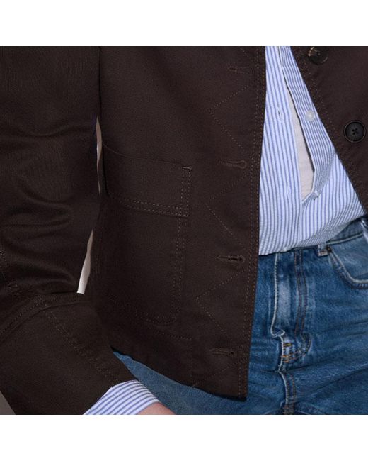 ME+EM Blue Sculptural Sleeve Straight Fit Jacket