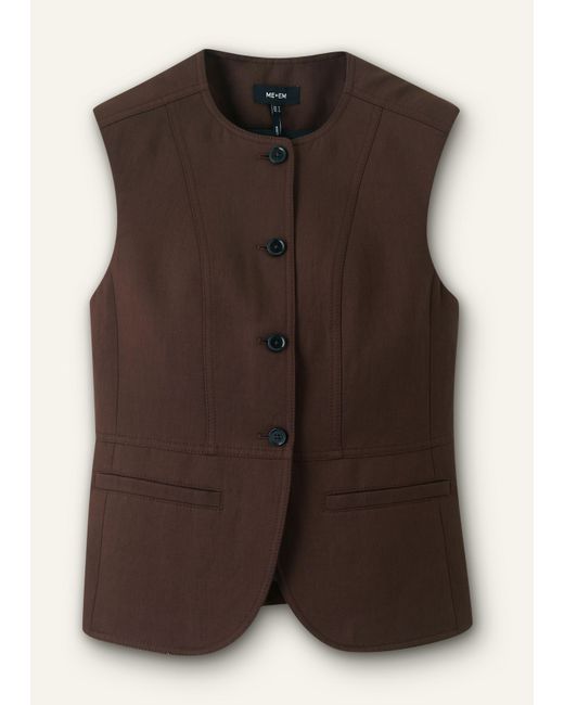ME+EM Multicolor Linen Blend Deconstructed Vest