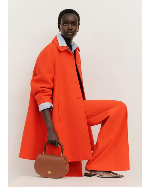 ME+EM Orange Sculptural Sleeve Swing Coat