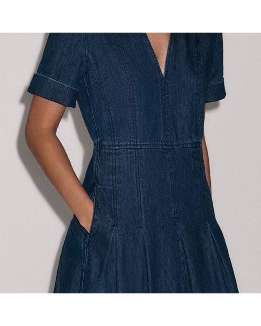 ME+EM Blue Panelled Fit And Flare Maxi Dress