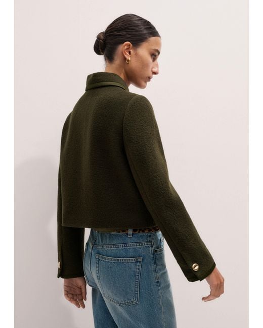 ME+EM Green Straight Cropped Bound Jacket