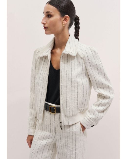 ME+EM Natural Textured Stripe Bomber Jacket