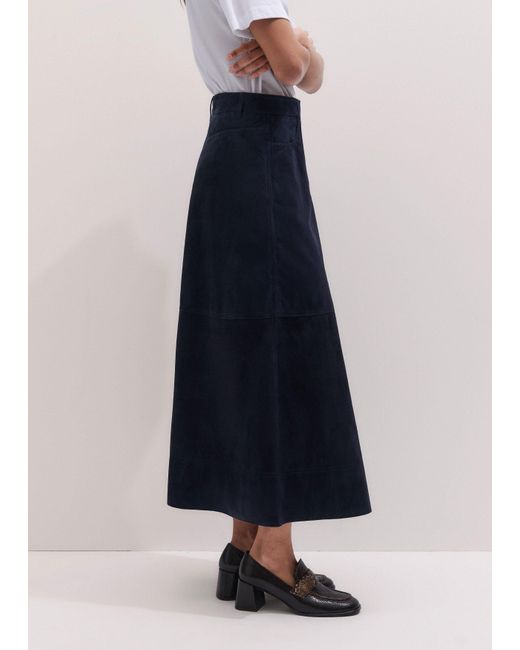 ME+EM Blue Luxe A-Line Maxi Skirt