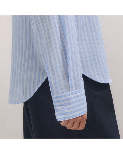 ME+EM Blue Cotton Voile Relaxed Forever Stripe Shirt