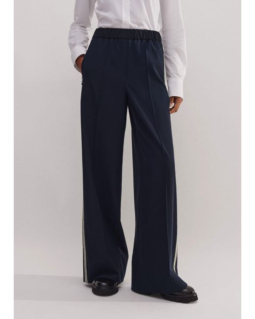 ME+EM Blue Regular Length Wide-Leg Side Stripe Track Pant