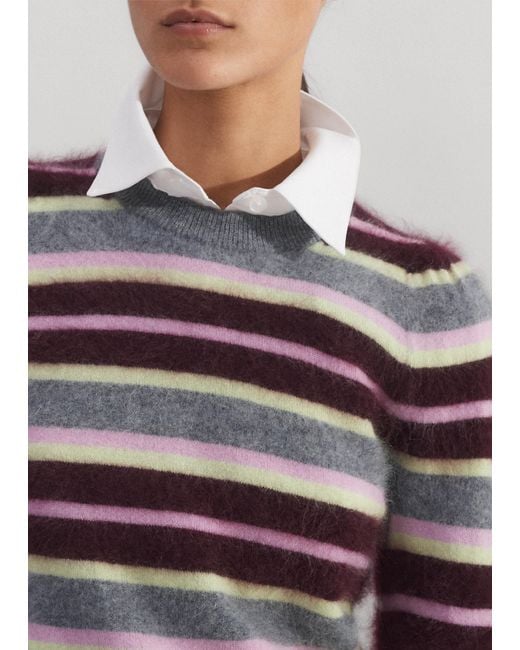ME+EM Purple Brushed Cashmere Stripe Sweater