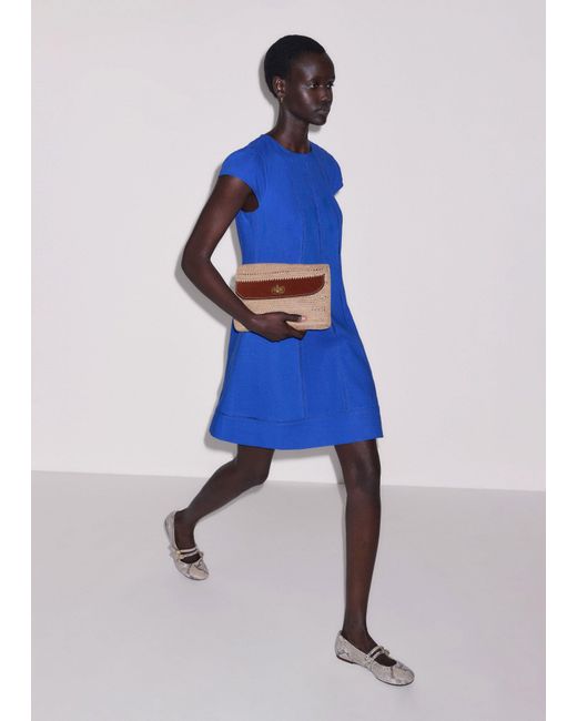ME+EM Blue Crease-Less Linen Mini A-Line Dress