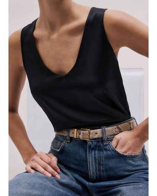 ME+EM Black Silk Satin Tank Top