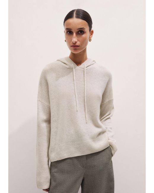 ME+EM Multicolor Luxe Cashmere Curved Hem Hoody Dark Charcoal