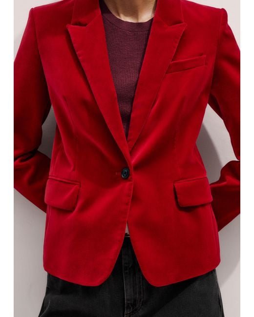 ME+EM Red Velvet Evening Jacket