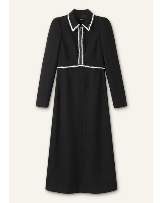 ME+EM Black Textured Midi Dress