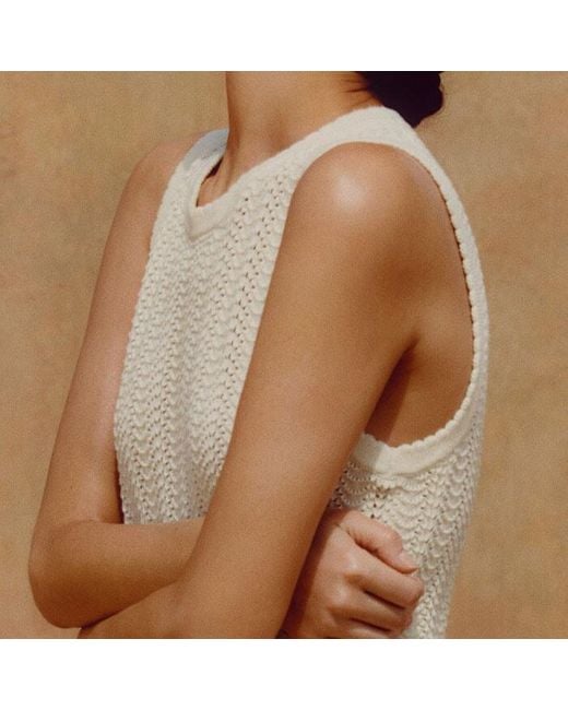 ME+EM Brown Textured Cotton Knit Scallop Maxi Dress