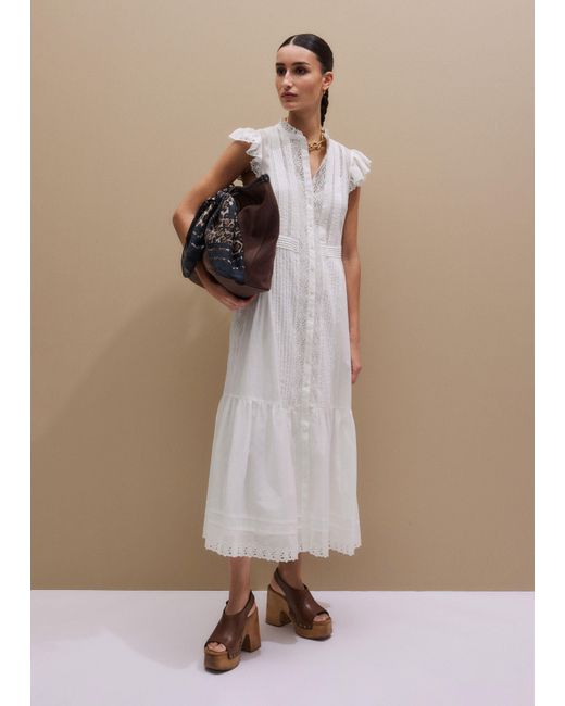 ME+EM Multicolor Cotton Voile Trim Detail Maxi Dress + Slip