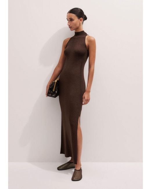 ME+EM Multicolor Metallic Rib High Neck Maxi Dress
