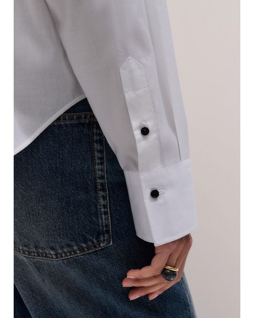 ME+EM Blue Perfectly Proportioned Tuxedo Shirt