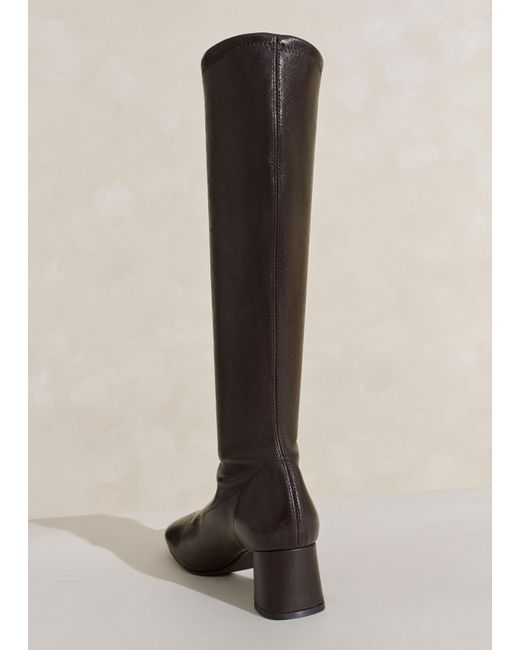 ME+EM Brown Knee High Stretch Leather Boot