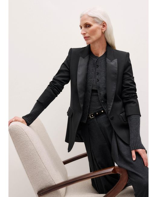 ME+EM Gray Sharp Shoulder Tux Blazer
