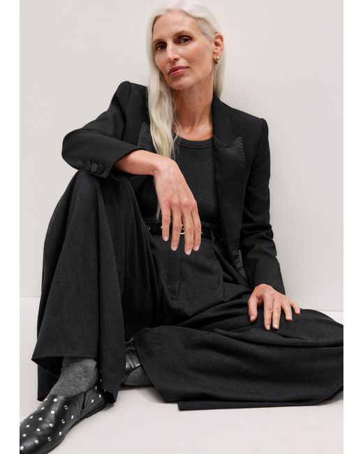 ME+EM Gray Sharp Shoulder Tux Blazer