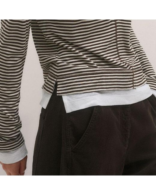 ME+EM Gray Double-Layer Look Long Sleeve Top