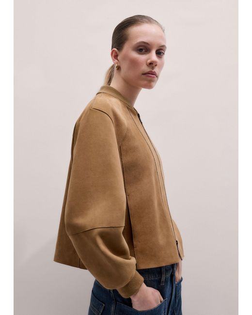 ME+EM Brown Luxe Bonded Swing Jacket