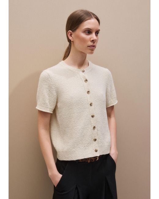 ME+EM Black Bouclé Straight Knit Button Tee