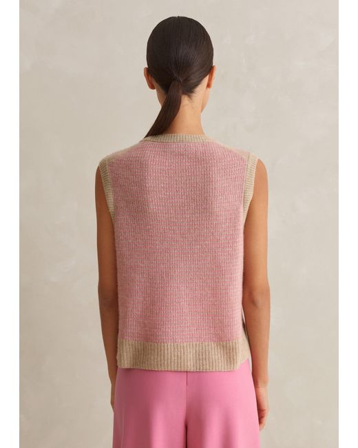 ME+EM Multicolor Merino Cashmere Silk Lace Stitch Vest + Snood