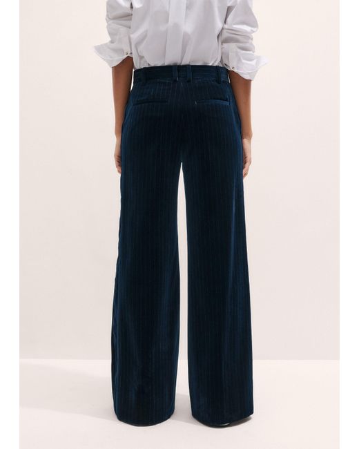 ME+EM Blue Pinstripe Wide Leg Pant