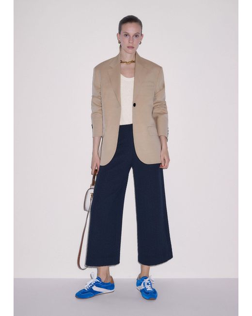 ME+EM Blue Textured Crop Pant