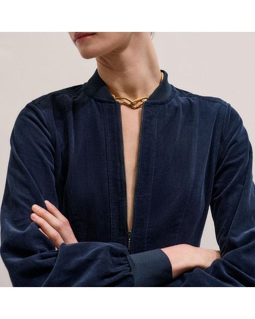 ME+EM Blue Cotton Cord Pleated Midi Dress