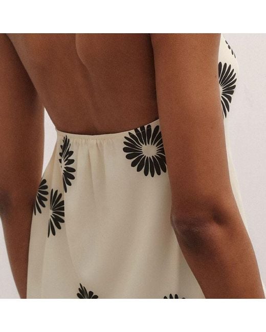 ME+EM Natural Silk Modern Daisy Print Halterneck Top