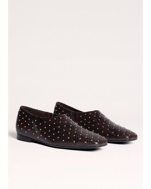 ME+EM Black Studded Slim Square Slipper