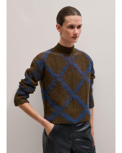 ME+EM Black Statement Textured Argyle Jumper
