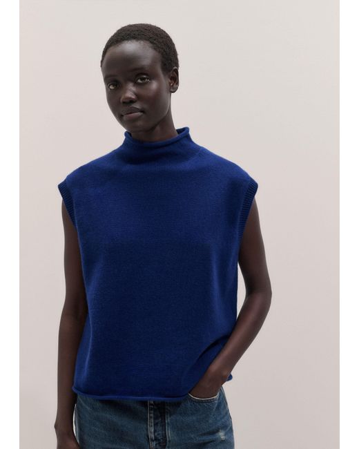 ME+EM Blue High Neck Knit Tank