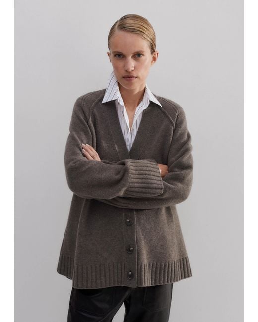 ME+EM Gray Merino Cashmere Swing Cardigan