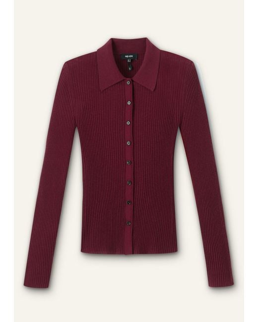 ME+EM Brown Merino Cashmere Barely There Slim Knit Shirt