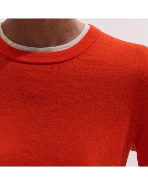 ME+EM Red Merino Cashmere Barely There Trim Jumper Vivid Soft