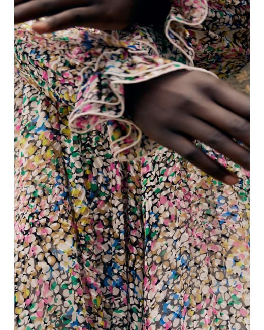 ME+EM Brown Silk-blend Devoré Confetti Print Maxi Dress