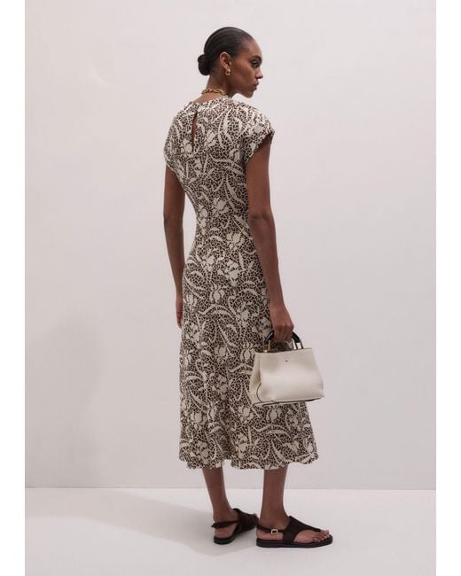 ME+EM Multicolor Bias Cut Speckled Bloom Print Maxi Dress-Light Cream