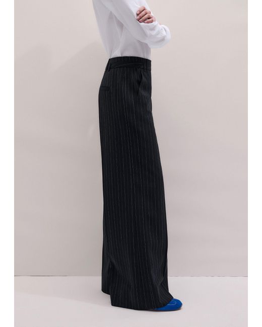 ME+EM Black Pinstripe Wide Leg Trouser