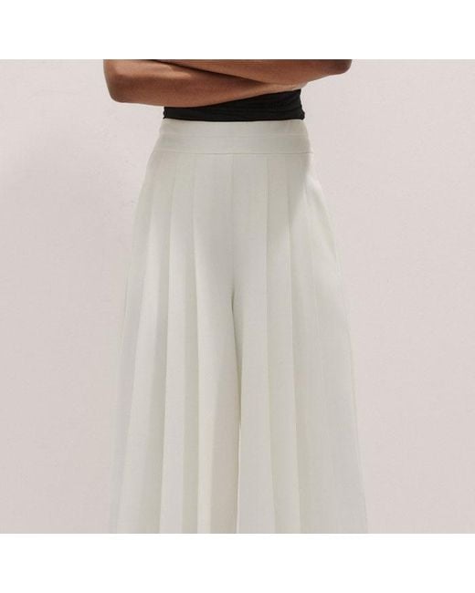 ME+EM White Satin Back Crepe Wide Leg Trouser